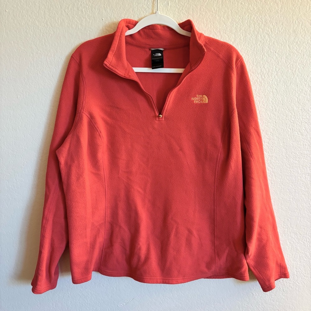North Face Coral Pink Quarter (¼) Zip Fleece Pullover